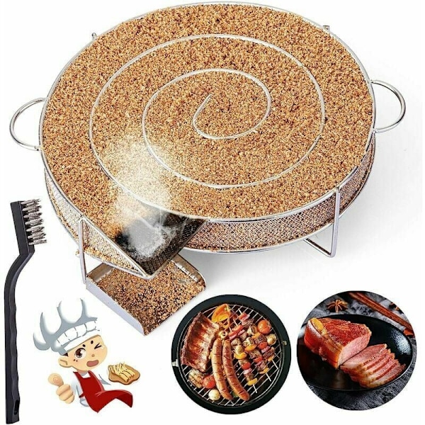 Spiral Kallröksgenerator för Varm- och Kallrökning, Pelletssmokerbricka i Rostfritt Stål, Röksgenerator för Rök, Rik Rökig Smak för Dig
