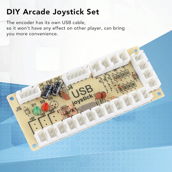 2-spelars arkadspel DIY-kit med USB-datorjoystick kretskort spelkontroll 30 kassett knappar röd svart