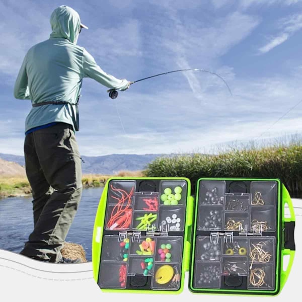 Bärbar låda Fiske Tillbehör Kit Utrustning Set Krokar Lekande