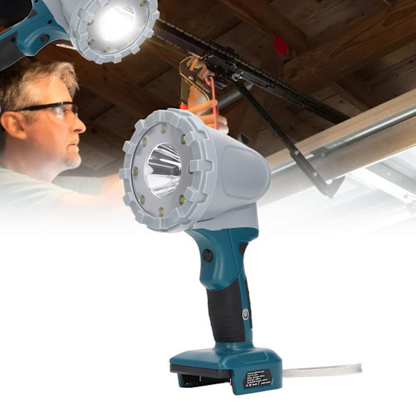 Handhållen LED-arbetslampa Bärbar 3 Belysningslägen Svängbart Huvud för 14,4‑21V Litiumbatteri
