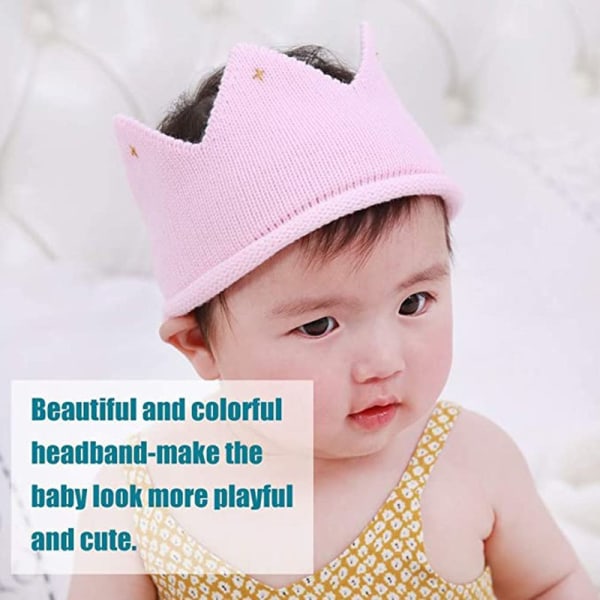 Baby födelsedag krona pannband hatt krona stickad hatt huvudbonad