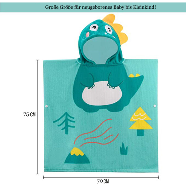 Enhörnings baby badlakan med huva, 100% ekologisk, bärbar huvhandduk för pojkar och flickor, absorberande huvhandduk för småbarn