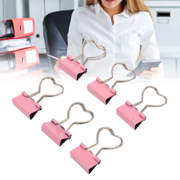60 st Bindeklipp med hjärtformade handtag Rosa stark klämkraft Pappersbindeklipp för biljetter Kläder