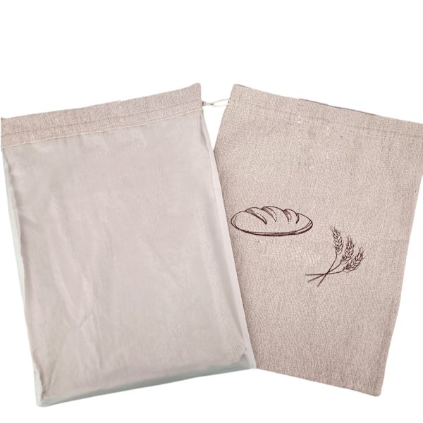 Linnebrödpåse, återanvändbar, med dragsko, 30*38cm, 2-pack