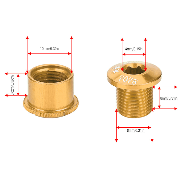 5 st Cykelkedjehjulskruv Kedjehjulsbult för Singel Dubbel Trippel Hastighet (guld-7mm)