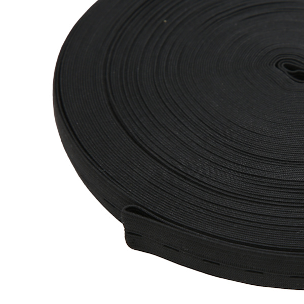 Elastiskt band Bredd 2cm Stickad spole perukband för sömnad Kläder Byxor Bälten Peruker DIY HantverkSvart