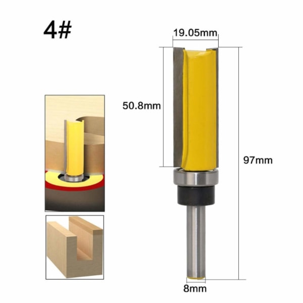 Finish Pattern Pattern Router Bits Set Träbearbetning Fräs Cutter Shank Flush Trim Bit Set