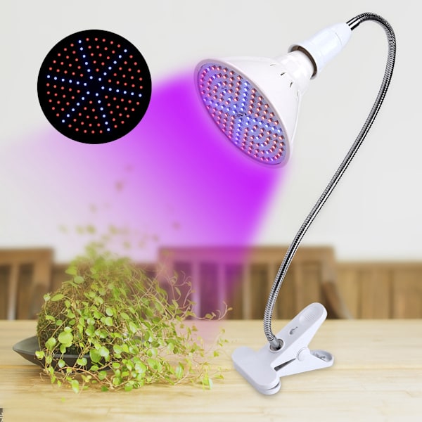 126 LED växtlampa glödlampor flexibel skrivbordsklämma hållare inomhus växter blommor EU-kontakt