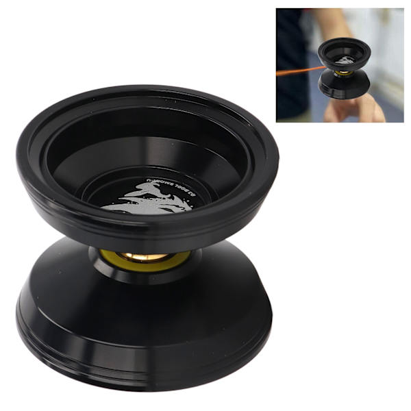 Icke-responsiv Yoyo Professionell Aluminiumlegering Yoyo Leksak Födelsedagspresent med Snöre Handskar för Barn Svart