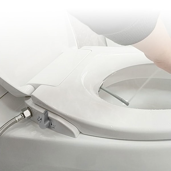 Manuell bidétoalettstol NonElectric Bidet Attachment Dubbelt munstyckssystem Passar runda toaletter