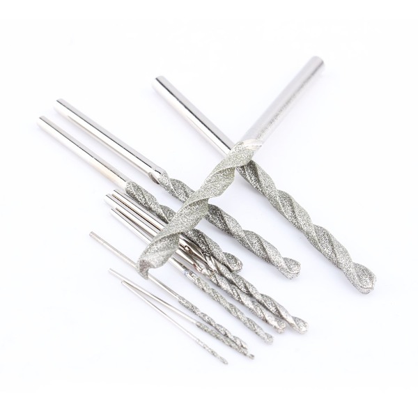 10 st vridborr-set, 0,8-4,0 mm hög precision diamantborr-set med runda borr för trä, glas, kakel och stenskärande