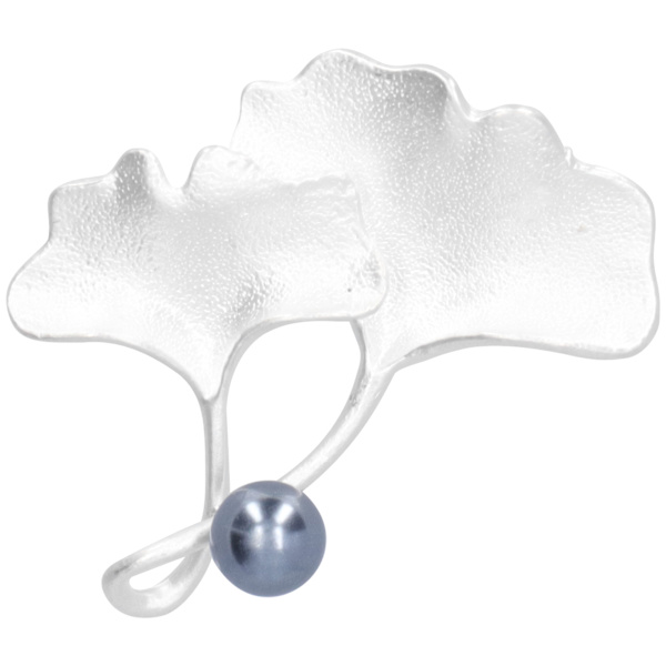 Brosch Pin Metall Frostad Ginkgo Blad Mönster Kavajslag Knapp Rock Märken Fest Corsage TillbehörSilver
