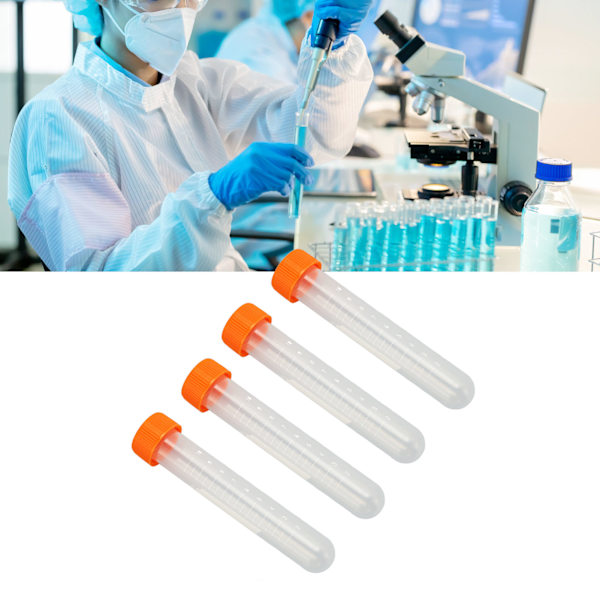 100 st 10 ml centrifugrör med lock, exakt klar skala, säker spiralformad centrifugrör för vetenskapliga experiment