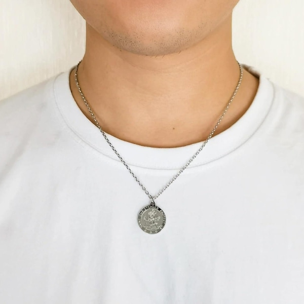 Philip Jones St Christopher-halsband i rostfritt stål för män