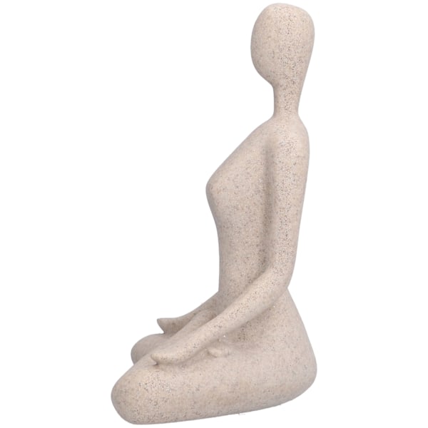 Abstrakt Tänkare Staty, Yoga Skulptur Med Unik Design Heminredning För Multi-Scenanvändning, Skrivbordsdekor I Harts I Sandstensfärg, Perfekt Gåva För