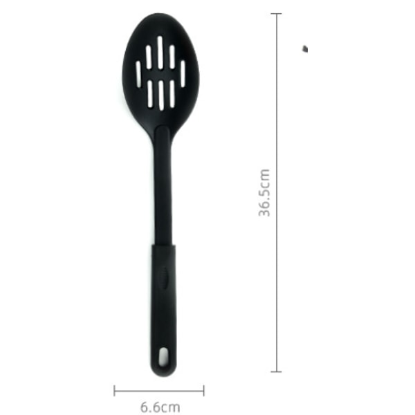 Silikonsslev med slitsar i Seamless-serien - 600F värmetålig gummiköksredskap med non-stick-beläggning för blandning, servering, matlagning och mer - (svart)
