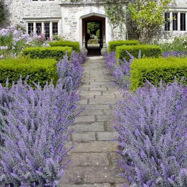 4 st konstgjorda blommor flockade plast lavendel bunt falska växter Bröllop träns bukett inomhus utomhus hem kök kontor bord mittpunkter