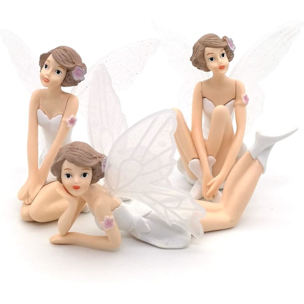 Charmiga Pixie-kompanjoner, Utsökt Handmålad Resin, Flygande Blomsterälva Med Vikbara Vingar För Bröllopsdekor Och Tårtdekorationer, Set Om 3