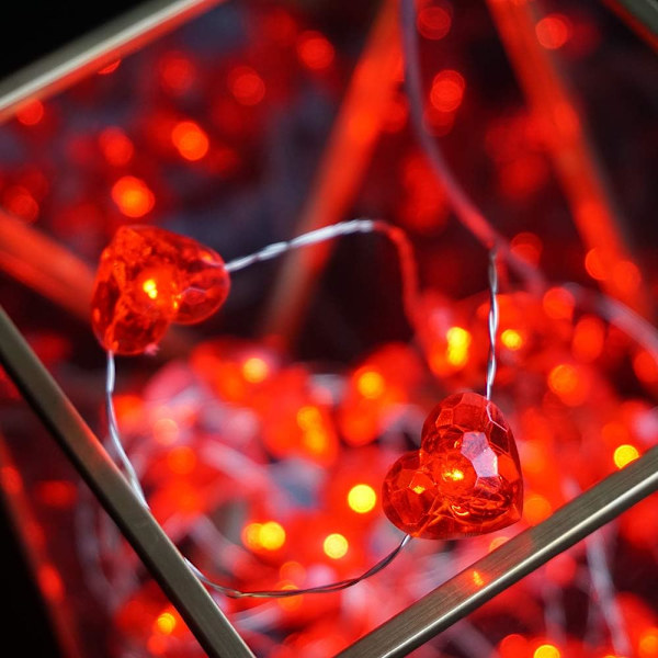 Fairy String Lights 10 ft 30 LED Röda Hjärtformade Blinkande Fairy Lights Batteridrivna för Barnrum Bröllop Inomhusfest Alla hjärtans dag