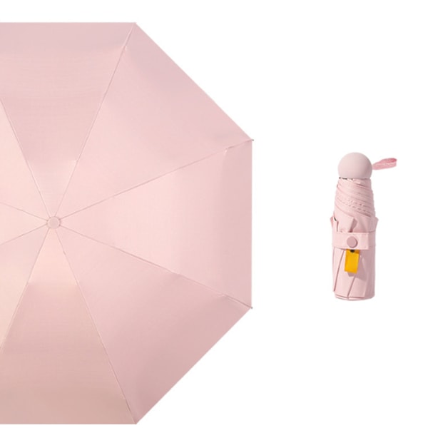 Vikbart Mini Rese paraply Vindtätt UV-skydd Lättviktigt Portabelt Sol Regn Kapselparaply Ljusrosa (8 Ribbor)