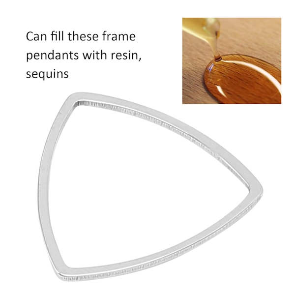 Berlocker i rostfritt stål för smyckestillverkning, triangelberlock med ihålig hjärtdesign, öppna ramar för resin-hantverk, lämpliga för örhängen och halsband