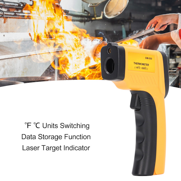 Industriell Infraröd Termometer Handhållen Temperaturmätare utan Kontakt ‑50 till 550 Grader Celsius