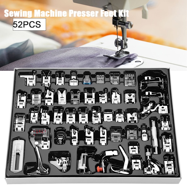 52-delad set Stitch Walking Foot Presser Feet Kit Hushåll Multifunktionell Symaskin Del