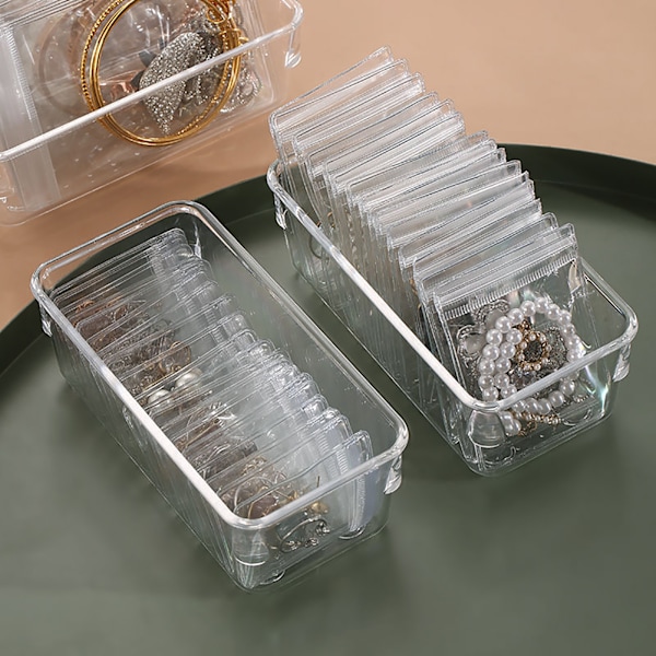 Smyckesförvaringslåda Transparent Plast Stapelbar Utrymmesbesparande Smyckesbehållare för Örhängen Halsband