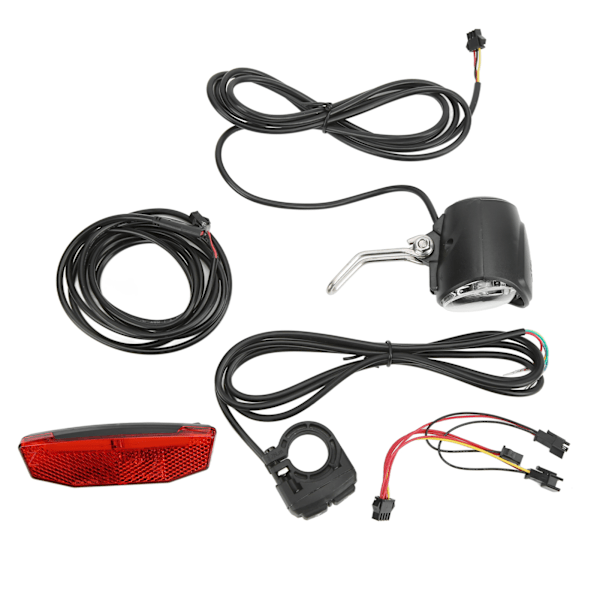 Elektrisk cykelstrålkastare bakljus set dubbel switch ABS 4 LED-pärlor 3 i 1 utomhusfront bakre varningsljus kit