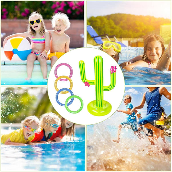 Uppblåsbar kaktusspelring, uppblåsbara flytande ringar utomhus, uppblåsbar kastspel uppblåsbar uppsättning för Fiesta-fest sommar simbassängspel
