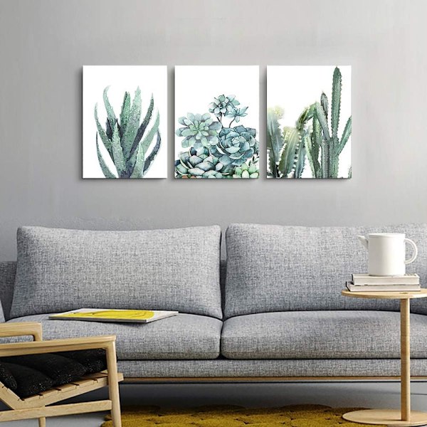 Canvas tavla väggkonst för vardagsrum badrum väggdekor för sovrum kök konstverk canvas tryck gröna växter blommor målning 12\" X 16\" 3 delar modern