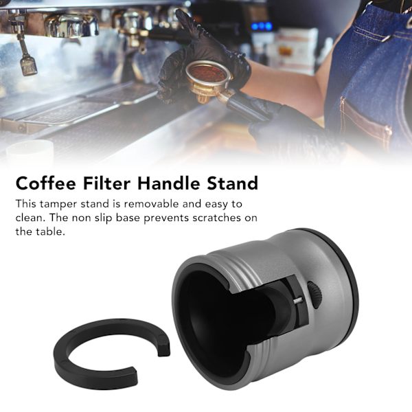 Rund kaffepresshållare i aluminiumlegering, halkfri, justerbar, universell, för hem och café, svart