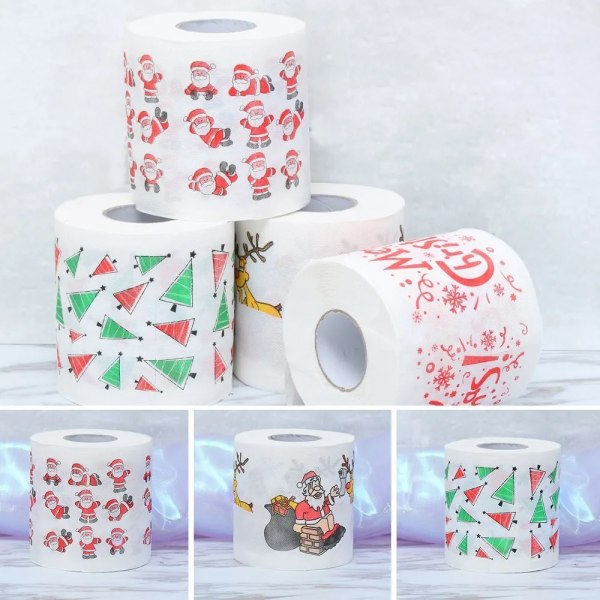 Jultoalettpapper Hem Jultomte Bad Toalettpapper Julmaterial Xmas Decor Tissue Roll 10*10cm Dekor