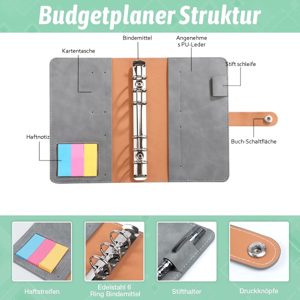 A6 Binder Läder Anteckningsbok-YMX-003-Ljusgrå