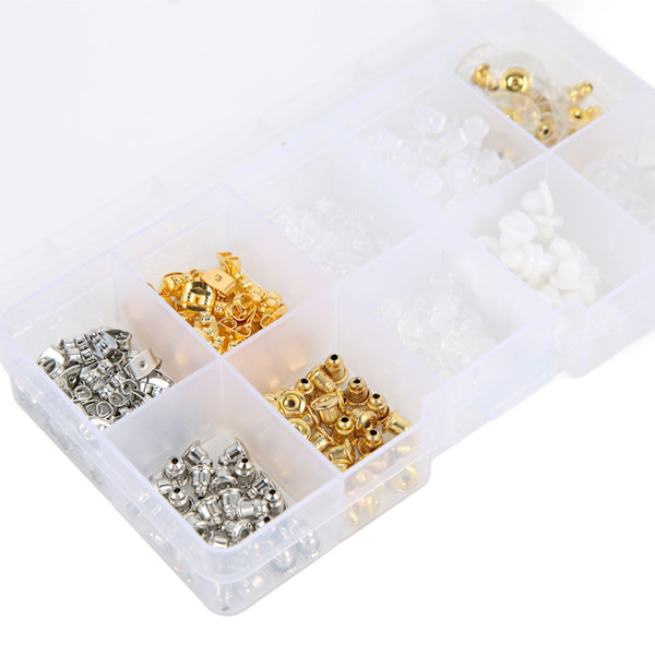 530 st Earring Backs i Legering Silikon Plast Material DIY Tillverkning Lätt Utbytbara Smyckestillbehör för Hantverk