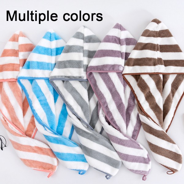 Mikrofiber Hårhandduk, Extremt Absorberande Snabbtorkande Hårhanddukar för Kvinnor och Flickor (3-pack), Lättanvänd Knappdesign