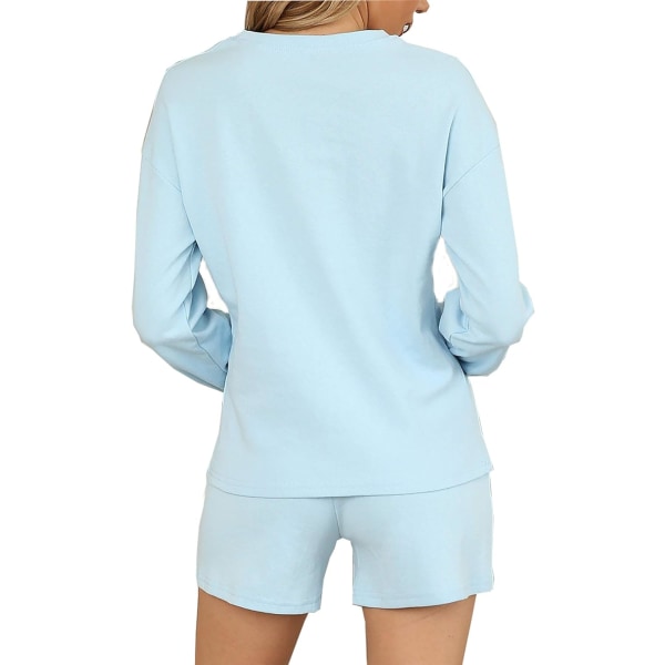 Dam 2-delade loungewear set topp och shorts pyjamas set outfits med fickor