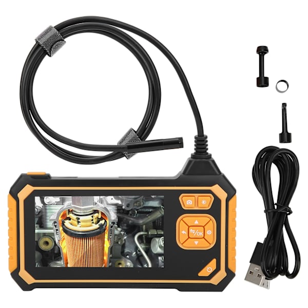 8mm Vattentät Industriell Digital Endoskop med Dubbla Linser, 4.3 tum 1080P LCD-Skärm, 8 LED-lampor