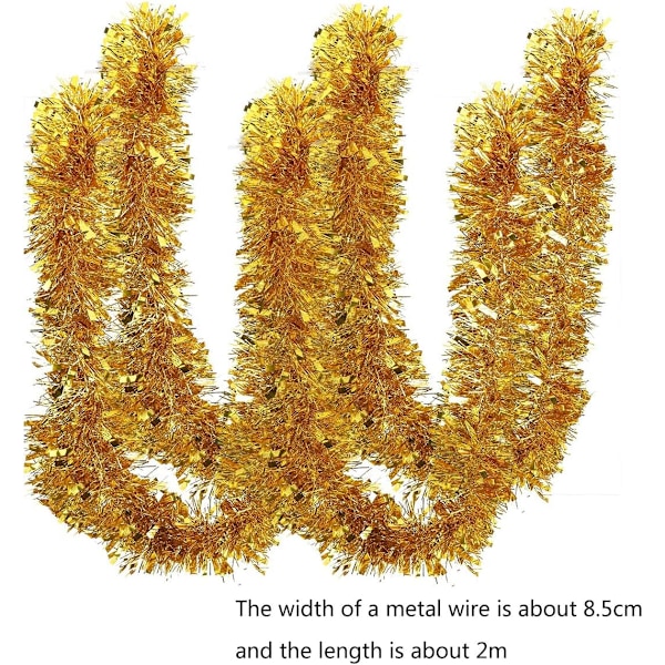 30m metallisk girlang av glitter i rött, silver och guld - tjock girlang av glitter för dekoration av julgranar, bröllop och fester