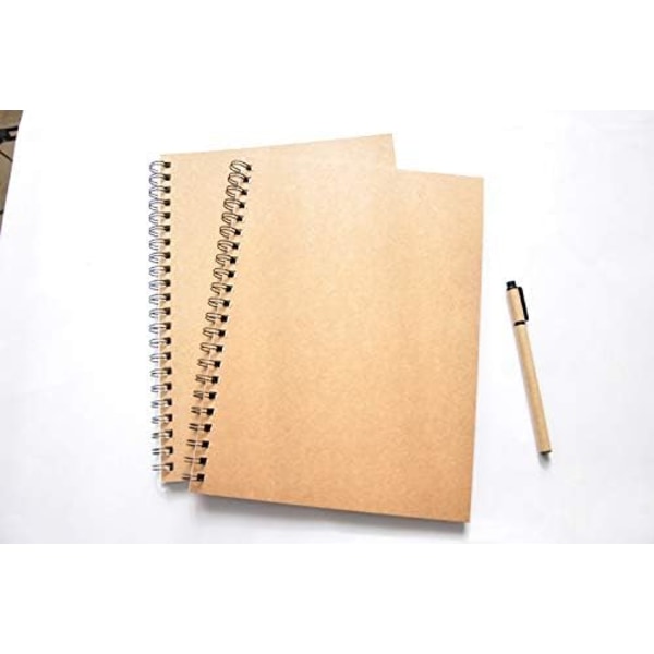 Spiral Sketch Book Stor Notebook Kraft Omslag Tom Skissblock Wirebound Skissning för Ritning Målning  (2 Pack) 60 Ark  A4