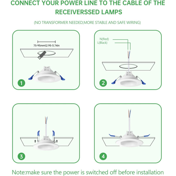 Set med 6, neutralt vita LED-infällda spotlights, runda LED-badrumsstrålkastare IP44, för badrum, vardagsrum, sovrum, kök, kontor, hall
