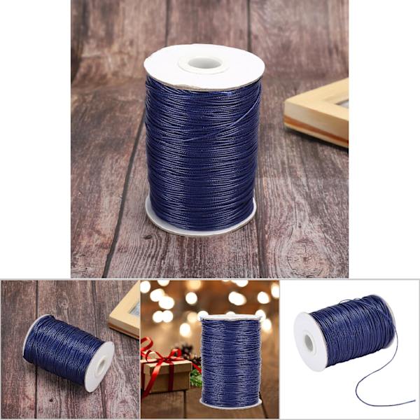 160m vaxad linje DIY miljövänlig handvävd rep halsband bomullstråd 1mm(26 # marinblå )