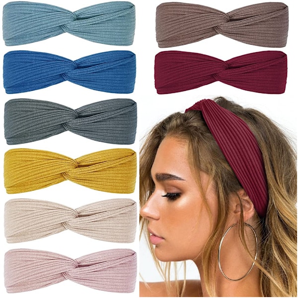 Boho stretchigt hårband för flickor Criss Cross Turban Plain