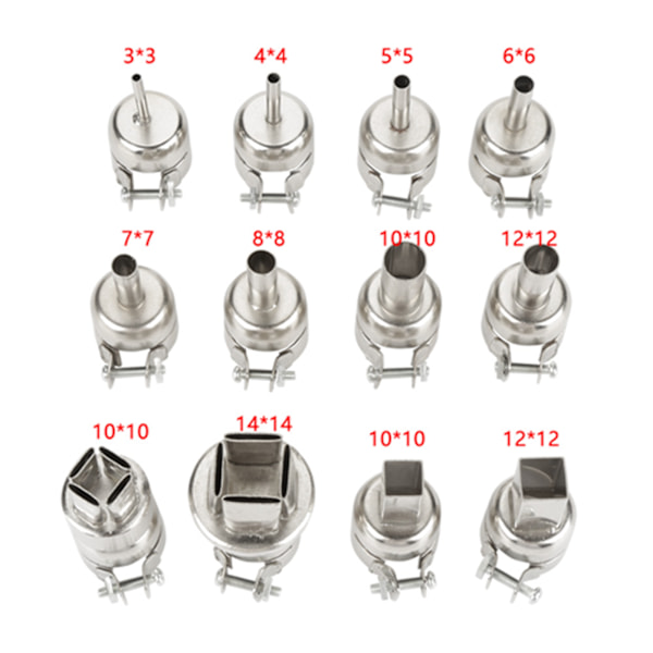 12-delad munstyckesats för värmepistol för 850 varmluftslödstation reparationsverktyg