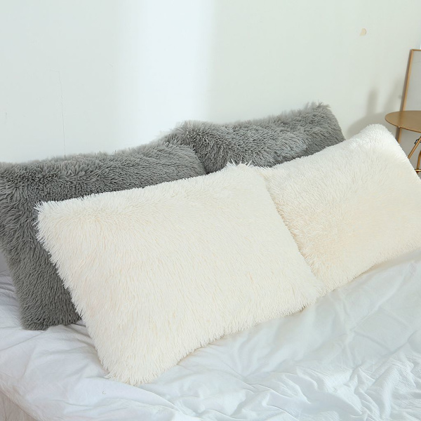 50 x 70 cm plysch kuddfodral, fluffigt kuddfodral, dekorativt kuddfodral, sängkläder kudde, vit