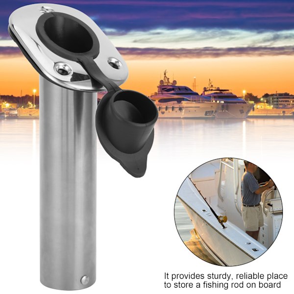 Rostfritt Stål Flush Mount Spöhållare 30 Grader med PVC-Foder och Lock för Båt Yacht