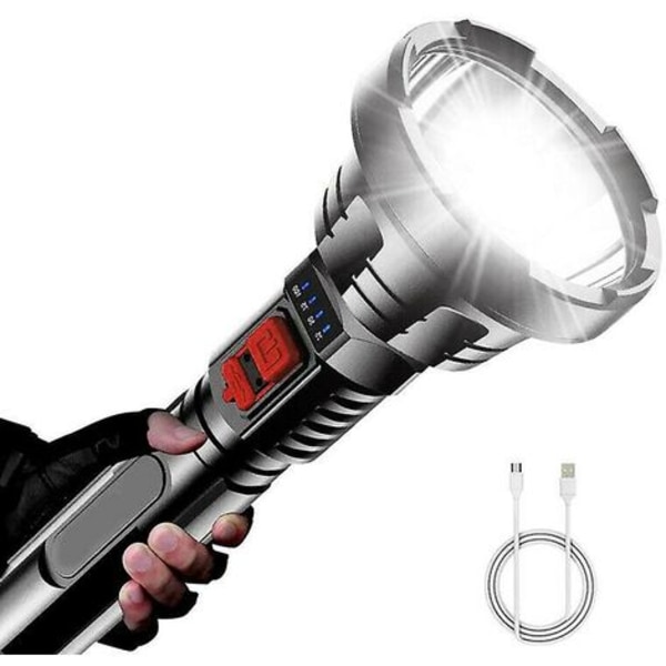 Superljus 90000LM ficklampa LED ficklampa USB uppladdningsbar taktisk strålkastare