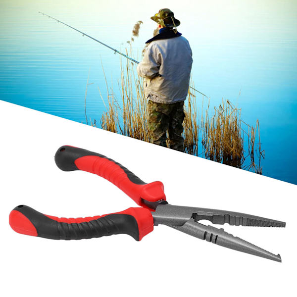 Fiskekrimpningstång med böjd mun, design med hög hårdhet, rostskyddsmedel, multifunktionell krokborttagningstång för utomhusbruk