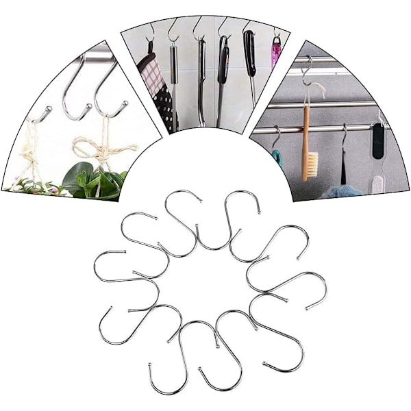 30 st S-formade Hängande Krokar, 7cm Rostfritt Stål Kökskrokar S-formade Hängande Krokar Rostfria Metallhängande Krokar Metallkrokar för Kök,