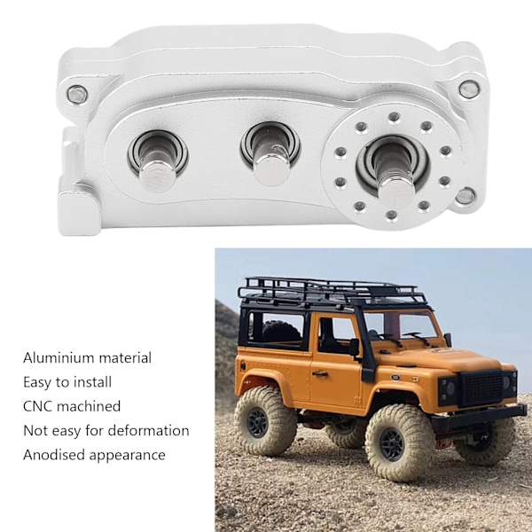 Växellåda Transfer Case 313mm Hjulbas 2 Hastighet CNC Bearbetad Anodiserad Aluminiumlegering RC-delar för Scx10 1/10 RC Bil Silver